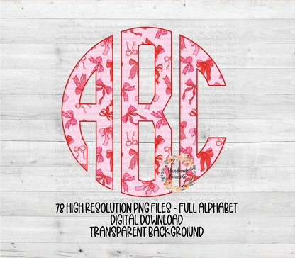 Valentine's Coquette Bows Monogram - Multiple Styles - Digital Download