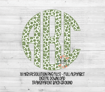 St. Patrick's Monogram, Leopard and Shamrocks - Multiple Styles - Digital Download