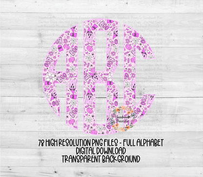 Pink Halloween Monogram - Multiple Styles - Digital Download