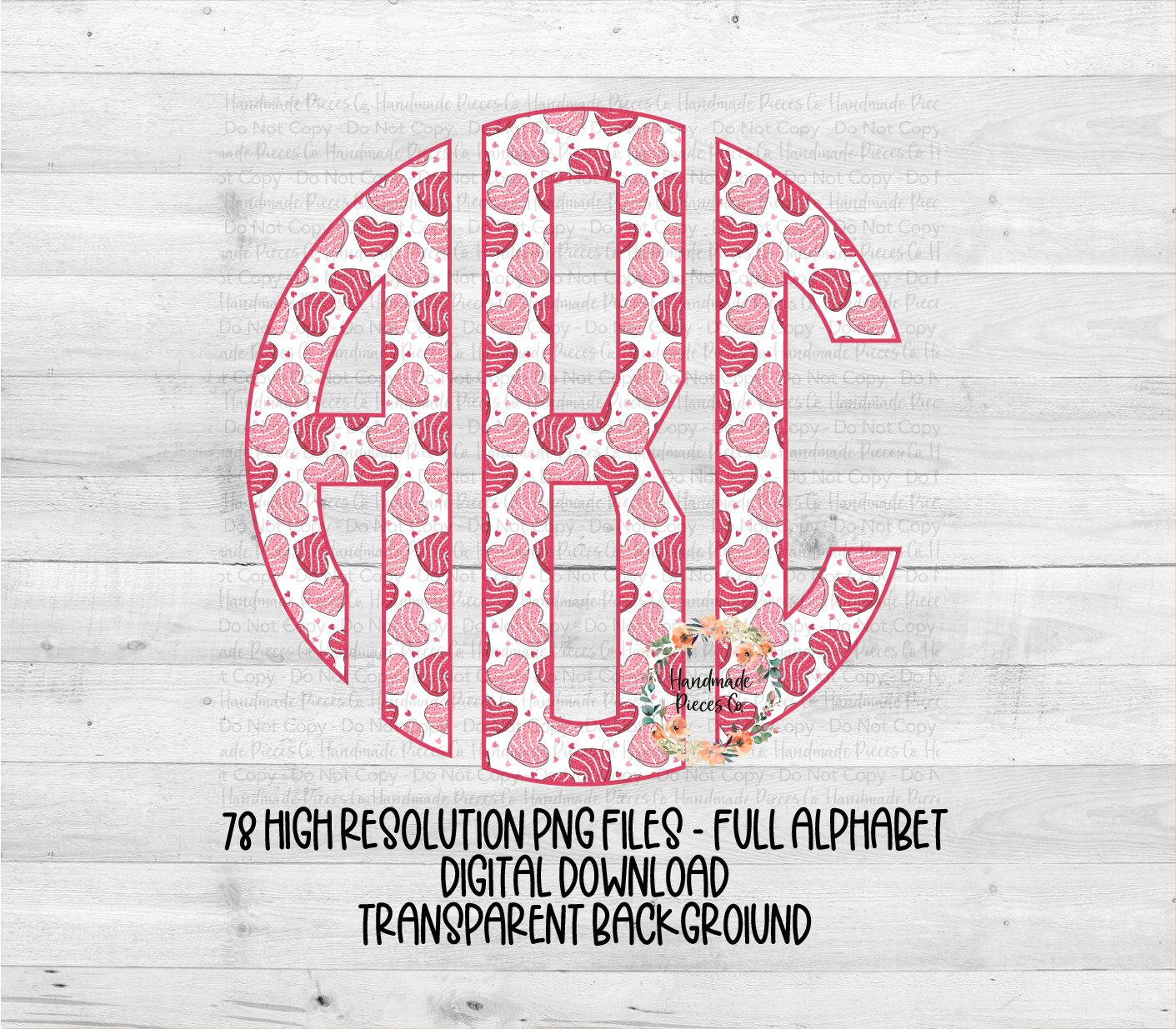 Valentine's Heart Snack Cake Monogram - Multiple Styles - Digital Download