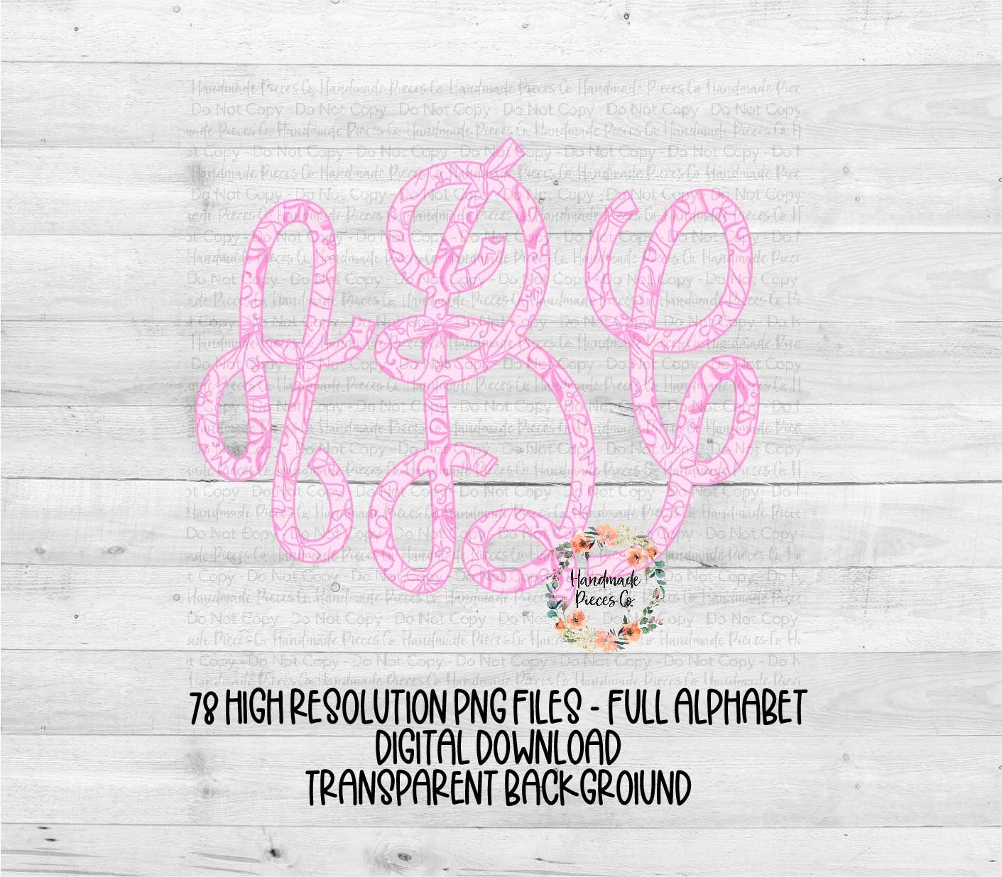 Pink Coquette Bows Monogram - Multiple Styles - Digital Download