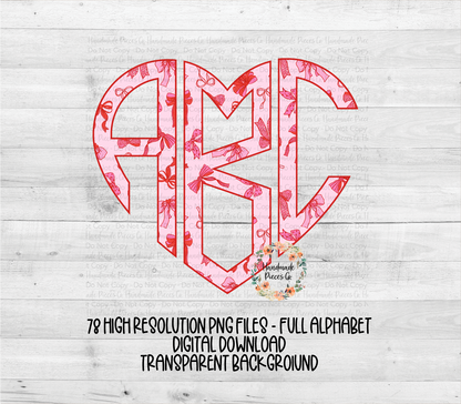 Valentine's Coquette Bows Monogram - Multiple Styles - Digital Download