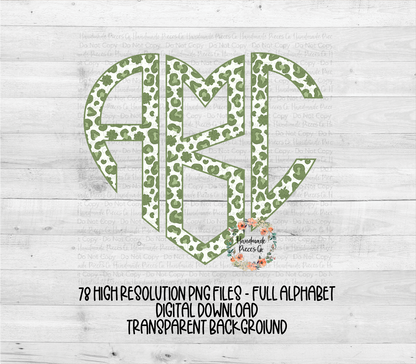 St. Patrick's Monogram, Leopard and Shamrocks - Multiple Styles - Digital Download