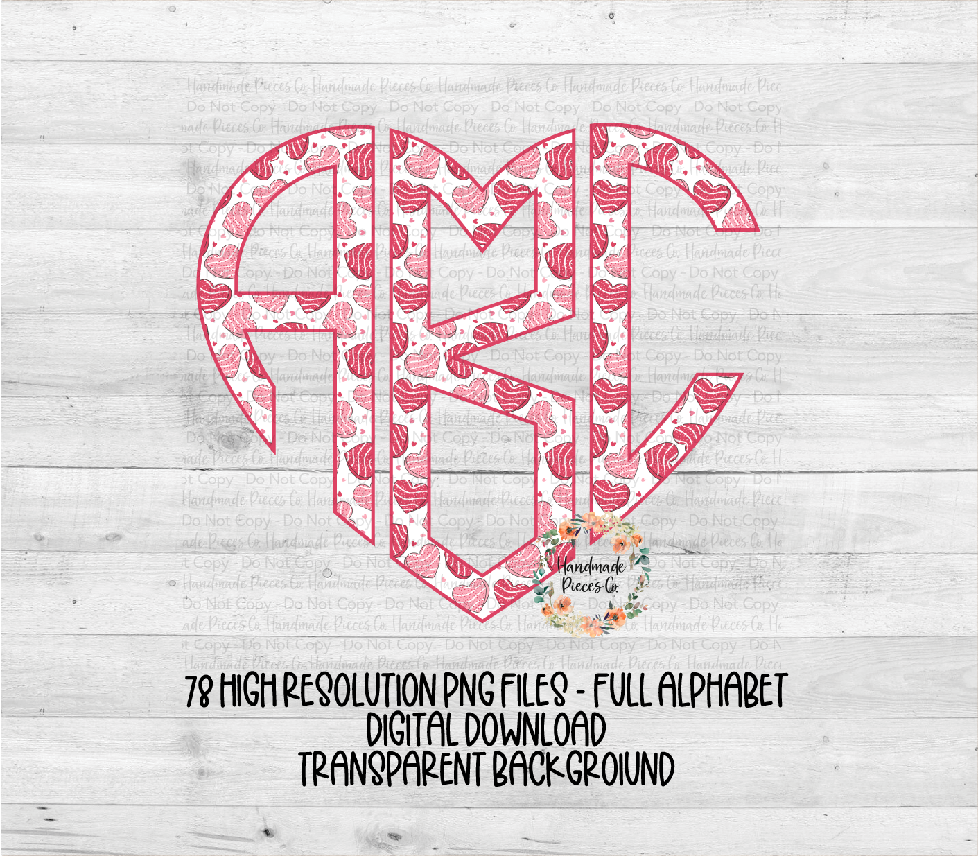 Valentine's Heart Snack Cake Monogram - Multiple Styles - Digital Download