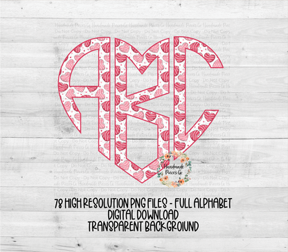 Valentine's Heart Snack Cake Monogram - Multiple Styles - Digital Download