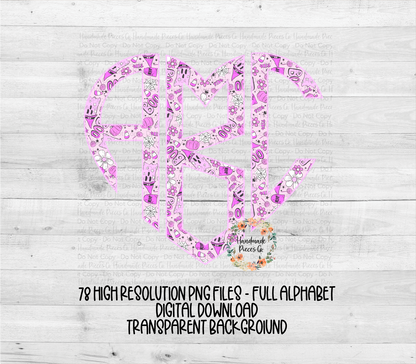 Pink Halloween Monogram - Multiple Styles - Digital Download