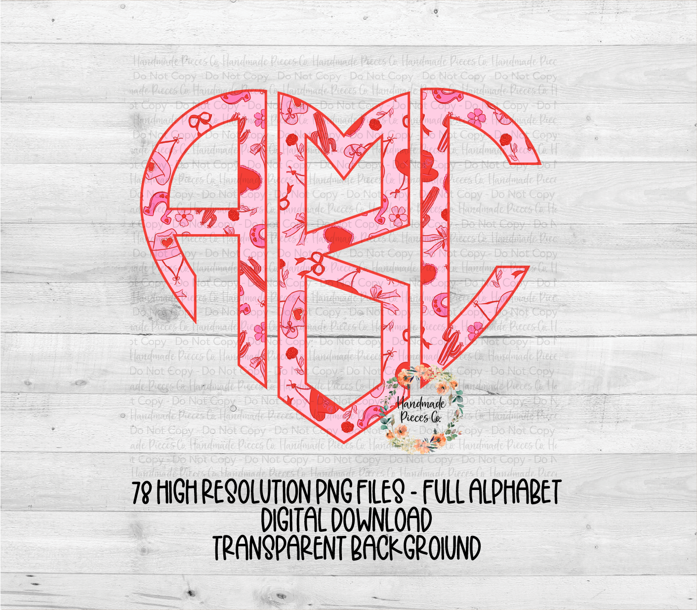 Valentine's Western Monogram - Multiple Styles - Digital Download