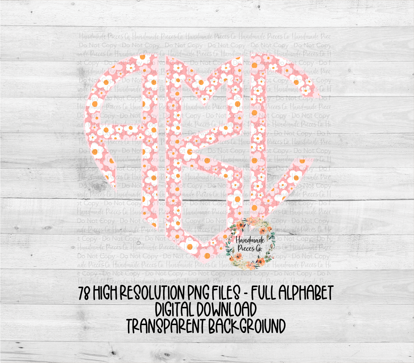 Colorful Garden Monogram, Multi Pink - Multiple Styles - Digital Download