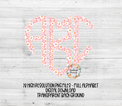 Colorful Garden Monogram, Multi Pink - Multiple Styles - Digital Download