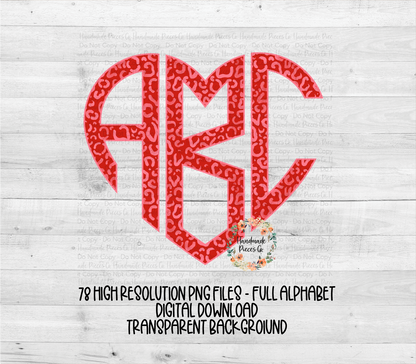 Red Watercolor Cheetah Monogram - Multiple Styles - Digital Download