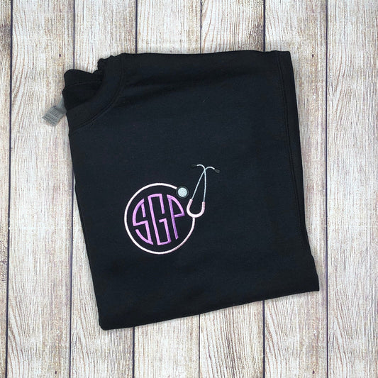 Circle Stethoscope Monogram Embroidered Garment - Adult