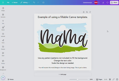 Granny Canva Template, Brushstroke and Round - Digital Download