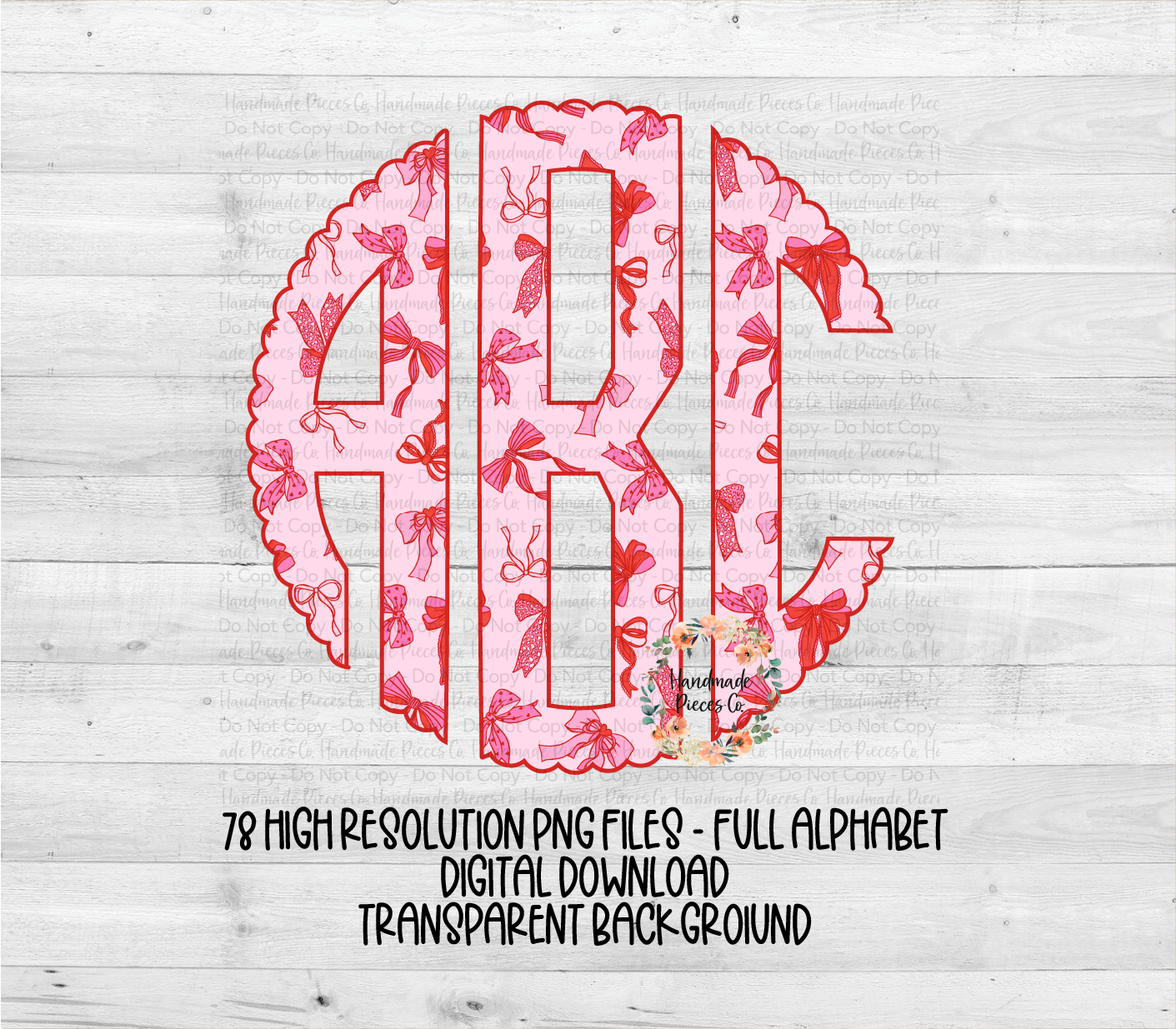 Valentine's Coquette Bows Monogram - Multiple Styles - Digital Download