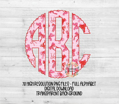 Valentine's Coquette Bows Monogram - Multiple Styles - Digital Download