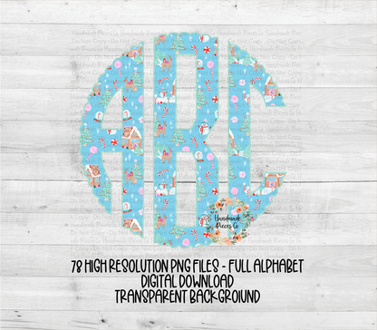Christmas Monogram, Gingerbread - Multiple Styles - Digital Download