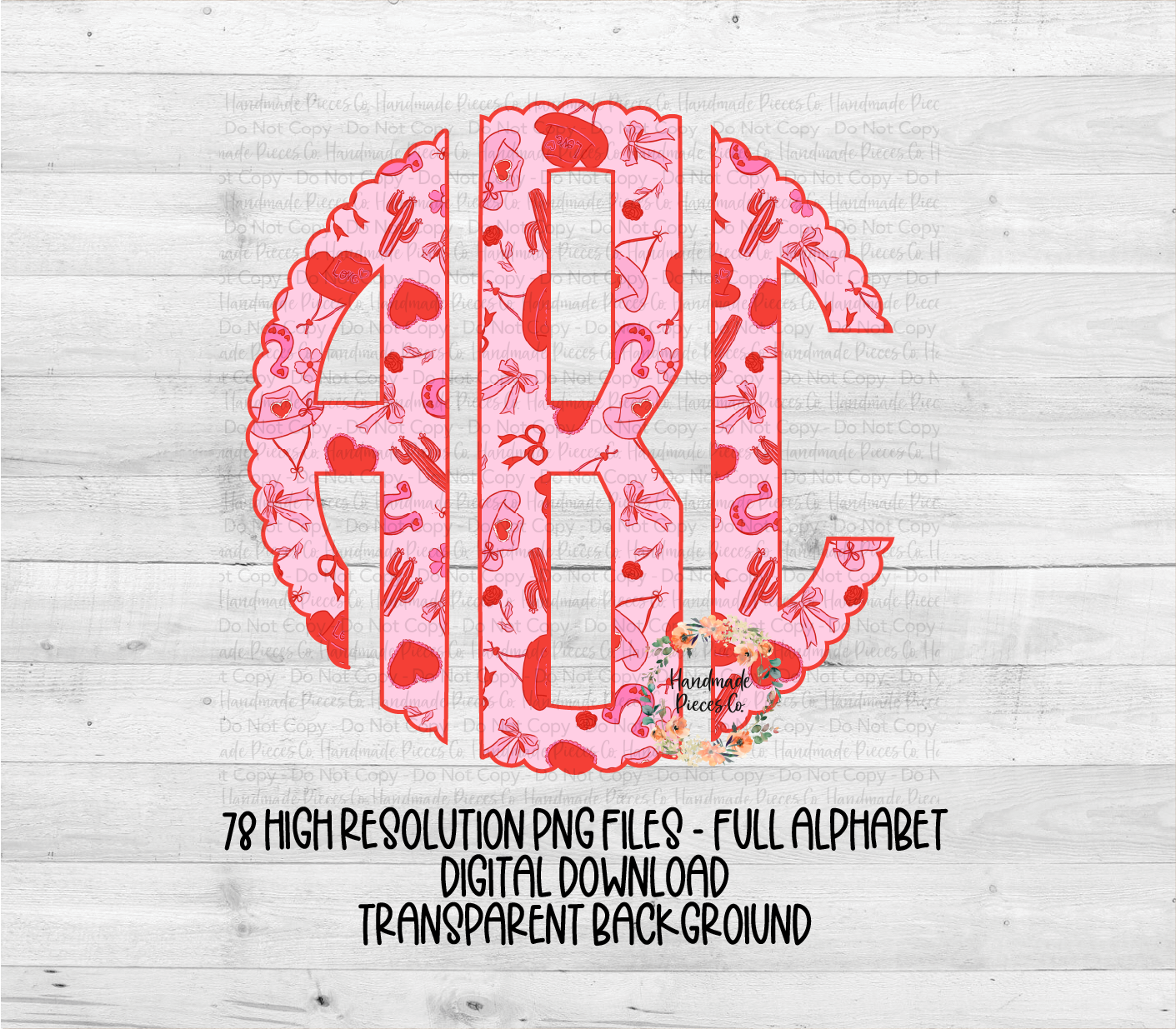 Valentine's Western Monogram - Multiple Styles - Digital Download