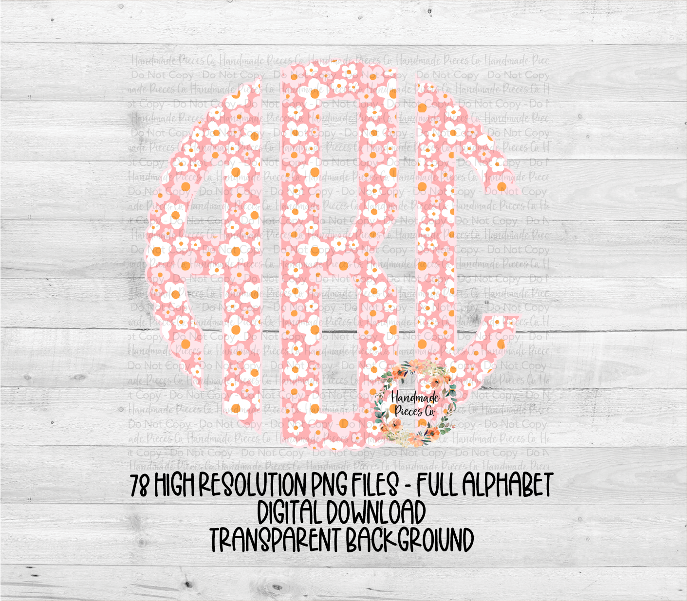 Colorful Garden Monogram, Multi Pink - Multiple Styles - Digital Download