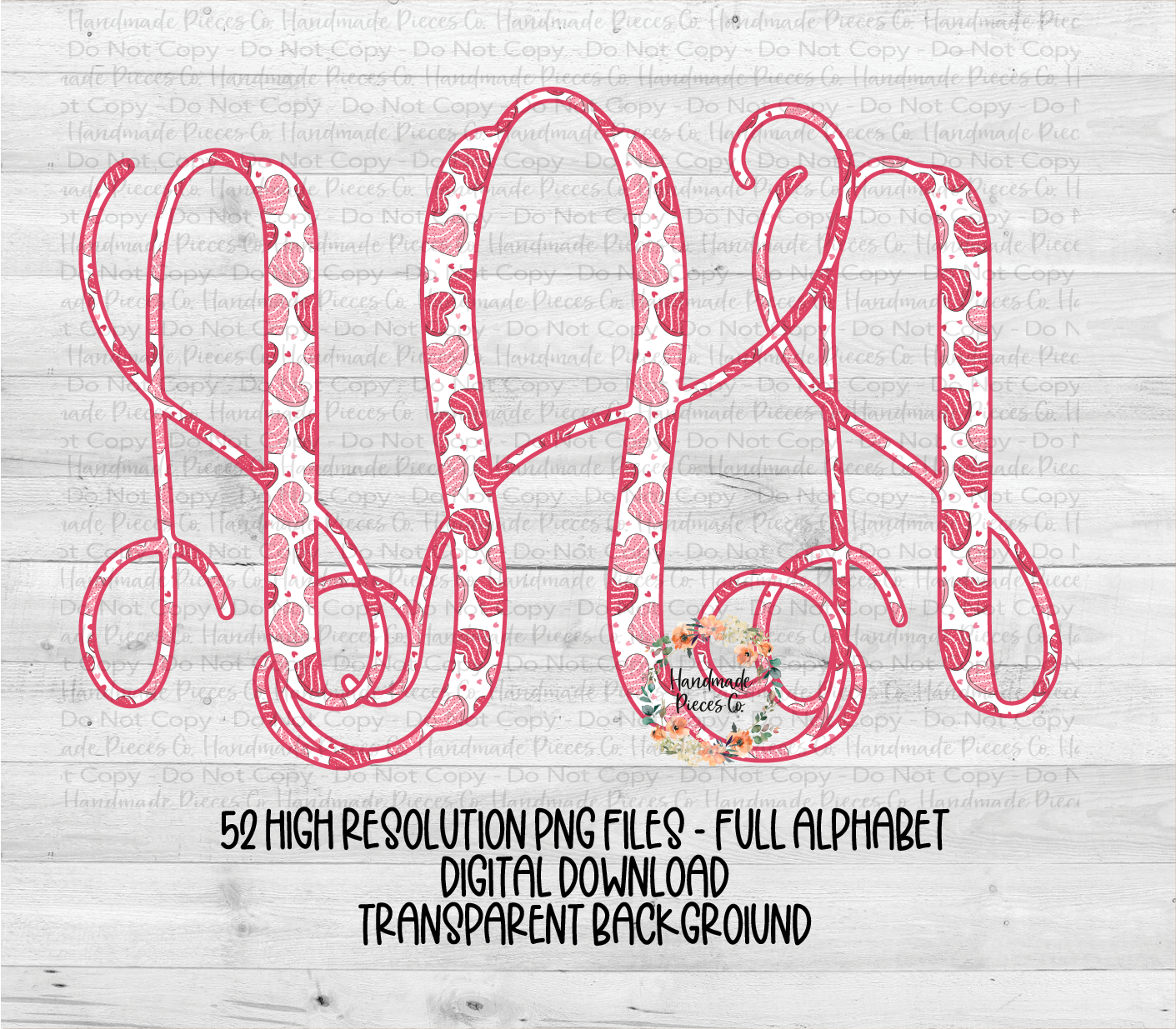 Valentine's Heart Snack Cake Monogram - Multiple Styles - Digital Download
