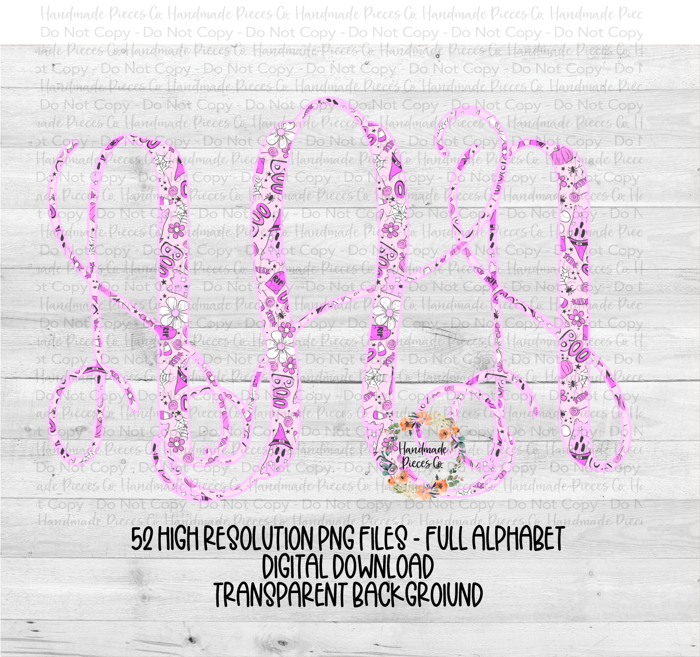 Pink Halloween Monogram - Multiple Styles - Digital Download