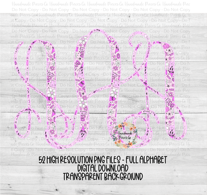 Pink Halloween Monogram - Multiple Styles - Digital Download