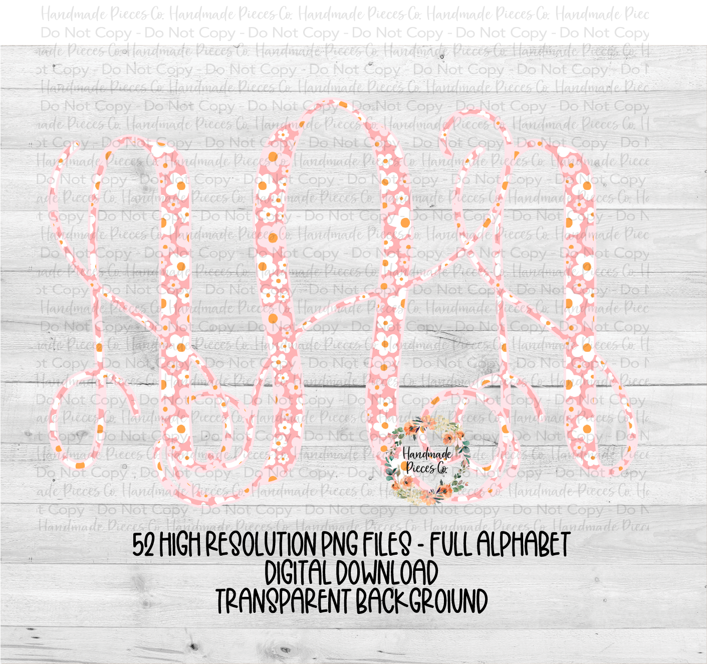 Colorful Garden Monogram, Multi Pink - Multiple Styles - Digital Download