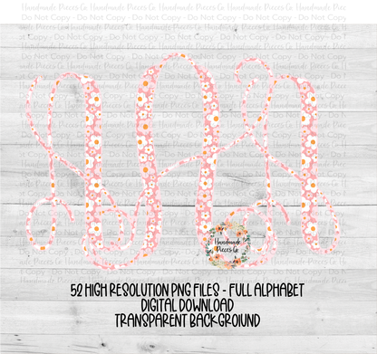 Colorful Garden Monogram, Multi Pink - Multiple Styles - Digital Download