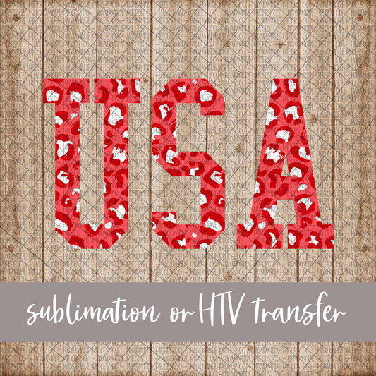 USA, Leopard Red  - Sublimation or HTV Transfer