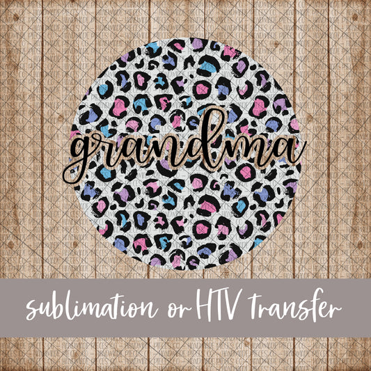Grandma Round, Leopard Spring Pastel - Sublimation or HTV Transfer