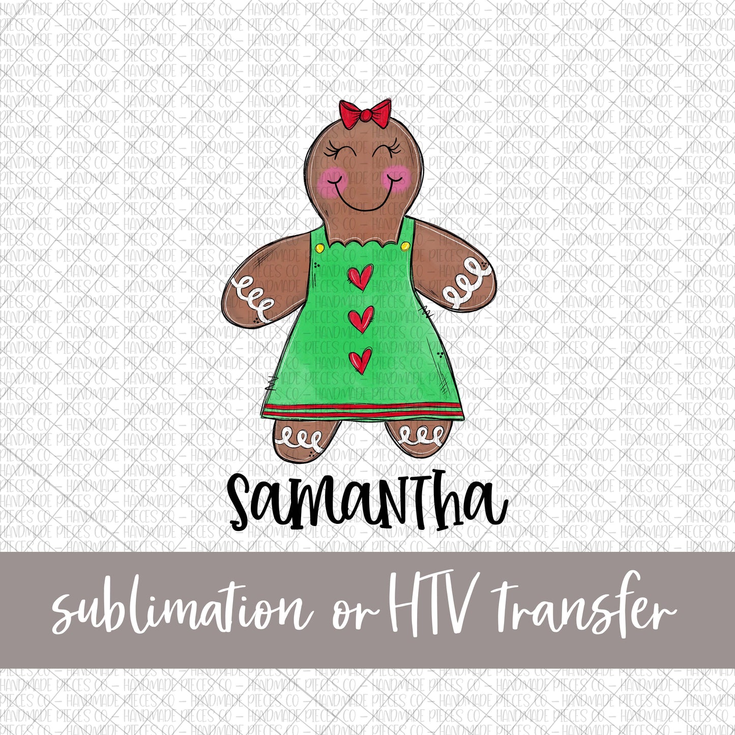 Gingerbread, Girl - Name Optional - Sublimation or HTV Transfer