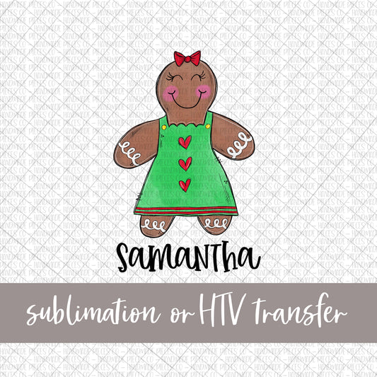 Gingerbread, Girl - Name Optional - Sublimation or HTV Transfer