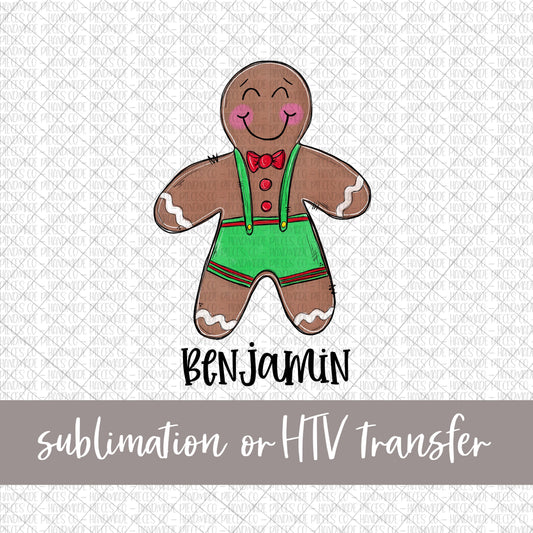 Gingerbread, Boy - Name Optional - Sublimation or HTV Transfer