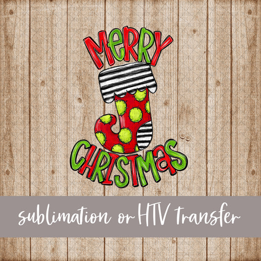 Christmas Stocking, Merry Christmas -  Sublimation or HTV Transfer