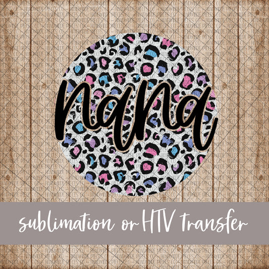 Nana Round, Leopard Spring Pastel - Sublimation or HTV Transfer