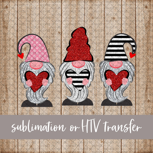 Gnomes, Valentine's Day - Hearts - Sublimation or HTV Transfer