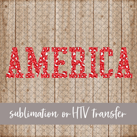 America, Leopard Red - Sublimation or HTV Transfer