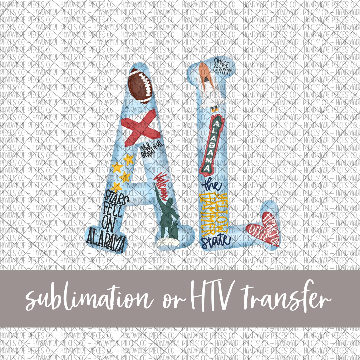 Alabama Abbreviation, Famous Things - Sublimation or HTV Transfer