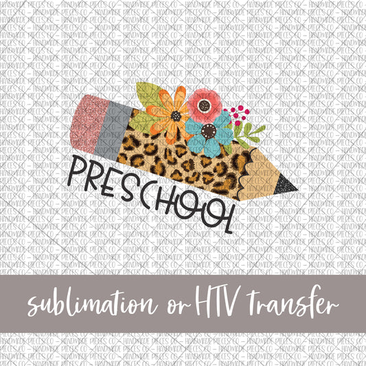 Leopard Floral Pencil, Third - Sublimation or HTV Transfer