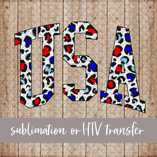 USA, Leopard Patriotic Version 2, Curved - Sublimation or HTV Transfer