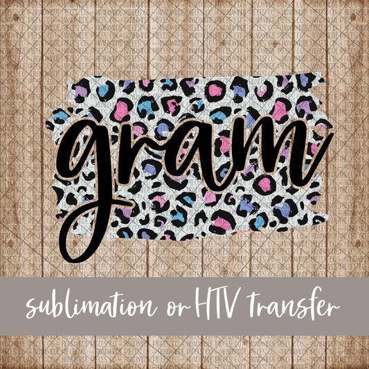 Gram Brushstroke, Leopard Spring Pastel - Sublimation or HTV Transfer