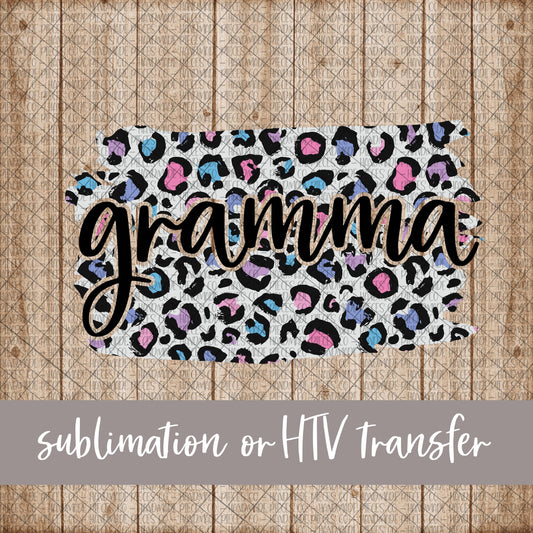 Gramma Brushstroke, Leopard Spring Pastel - Sublimation or HTV Transfer