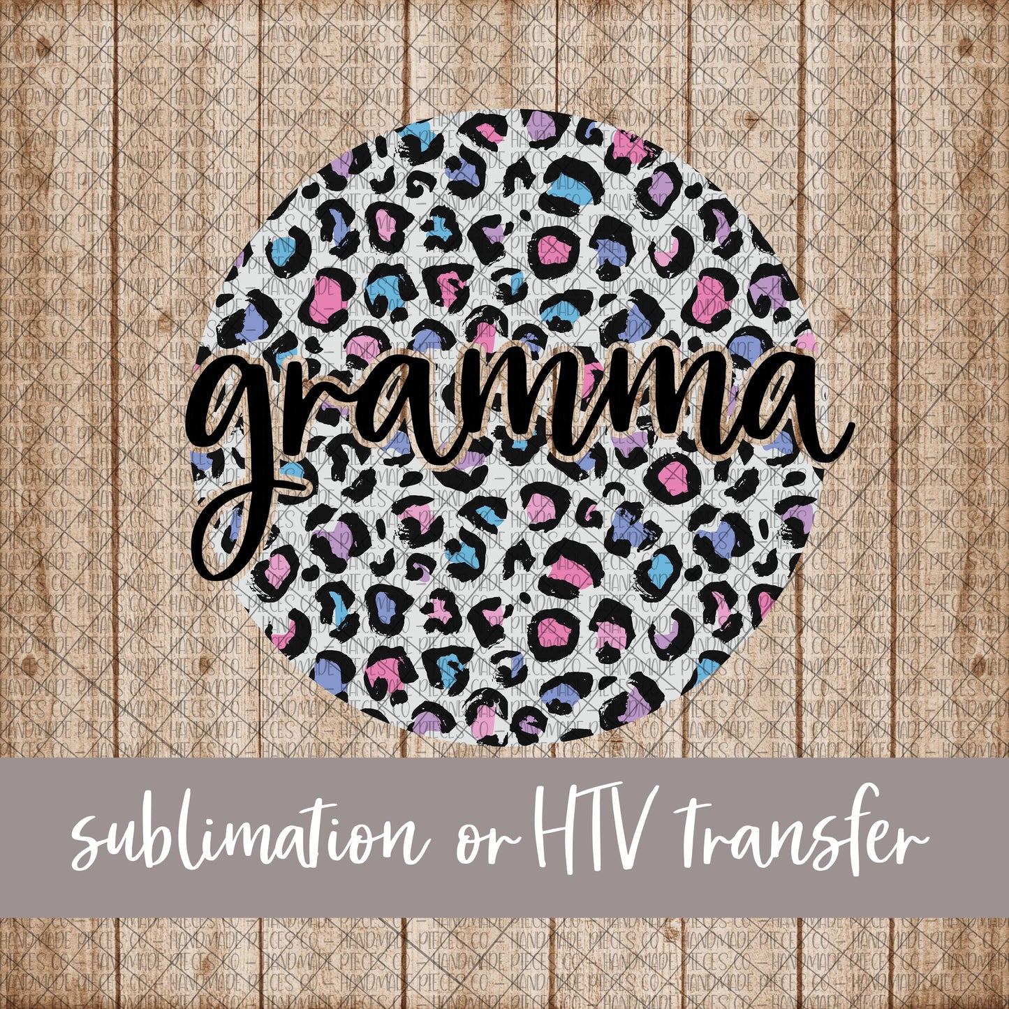 Gramma Round, Leopard Spring Pastel - Sublimation or HTV Transfer