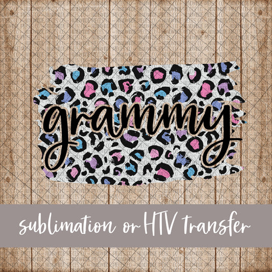 Grammy Brushstroke, Leopard Spring Pastel - Sublimation or HTV Transfer