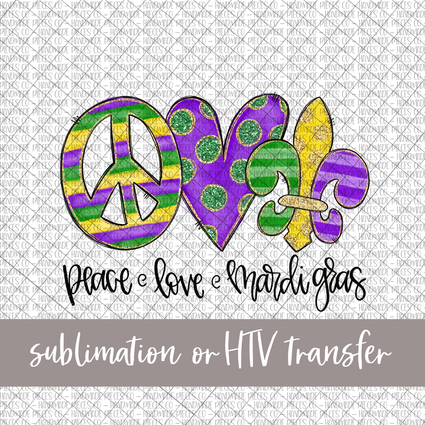 Peace Love King Cake - Sublimation or HTV Transfer