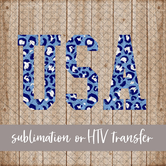 USA, Leopard Blue  - Sublimation or HTV Transfer