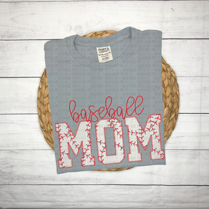 Baseball Mom Embroidered Applique Garment - Adult