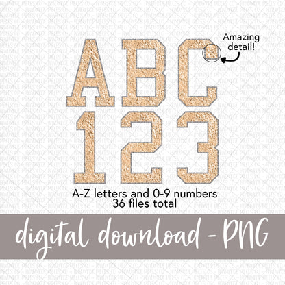 Faux Chenille Letters, Beige - Digital Download