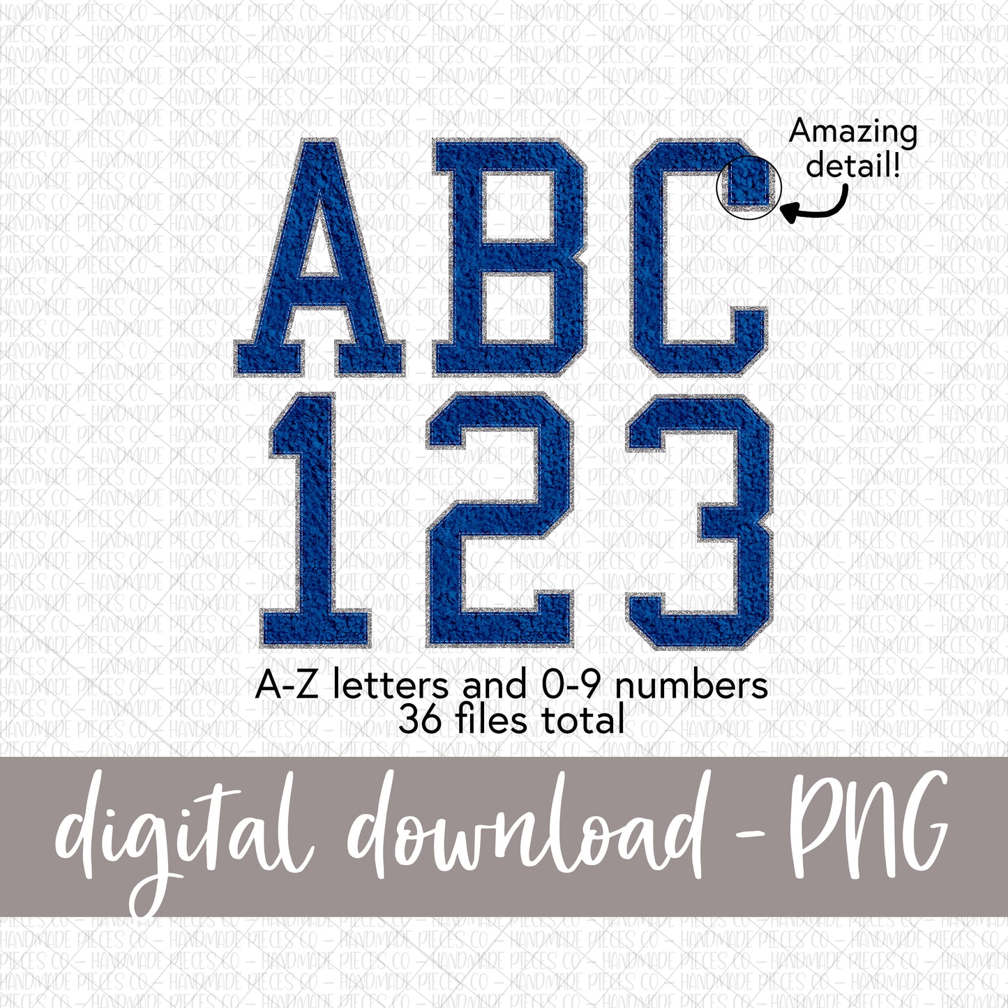 Faux Chenille Letters, Blue - Digital Download