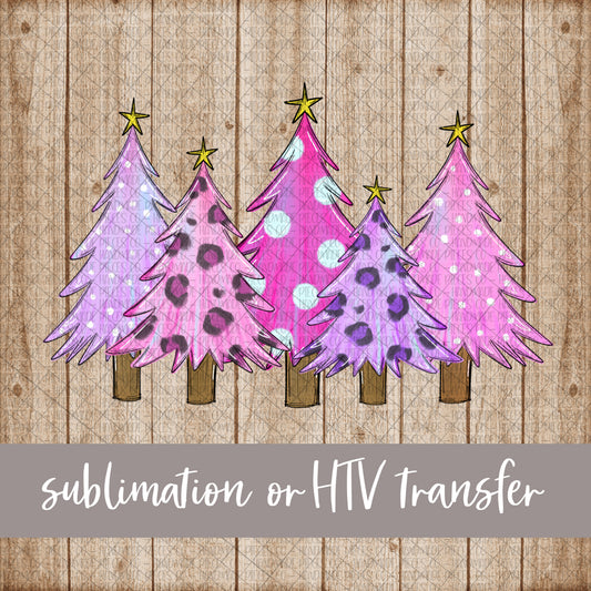 Christmas Trees, Pink/Purple - Sublimation or HTV Transfer