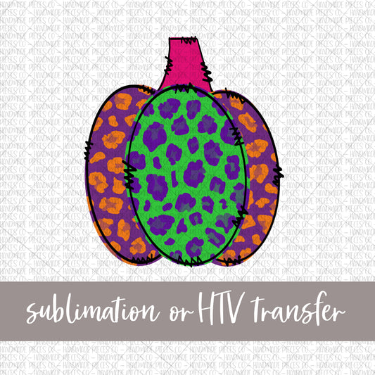 Pumpkin, Colorful Leopard - Sublimation or HTV Transfer