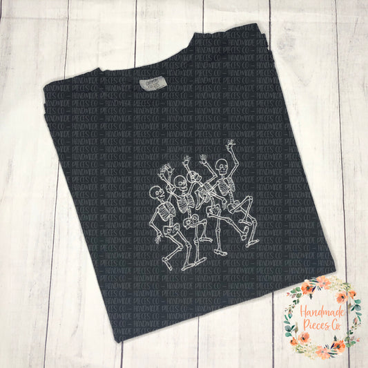 Dancing Skeletons Embroidered Garment - Youth/Adult